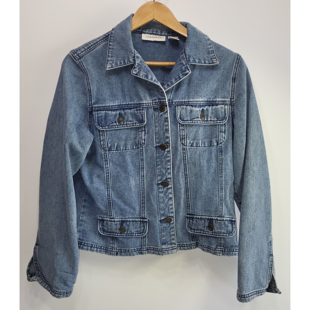 Vintage Y2K Era Chadwick's Denim‎ Jacket Women's Size 12 Blue Jean Coat Classic